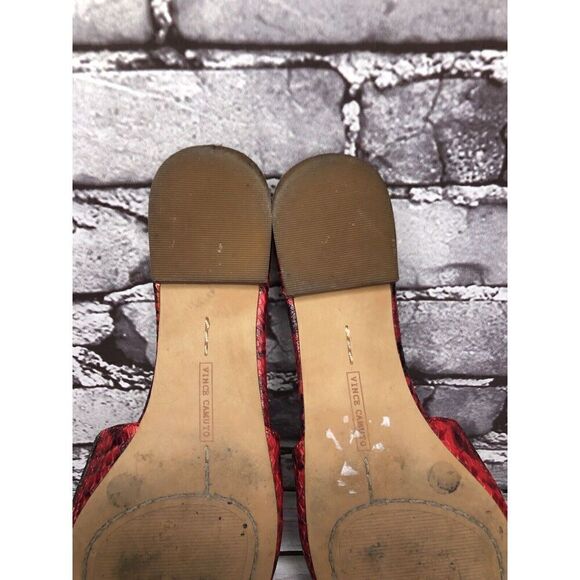 Vince Camuto Felinial Red Leather Snake Print Mule Flats Shoes Women 6M US/36.5 - Picture 13 of 16